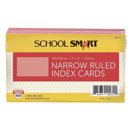 SCHOOL SMART INDEX CARDS 3X5 RULED CHERRY PK OF 100 PK IND35RDRL